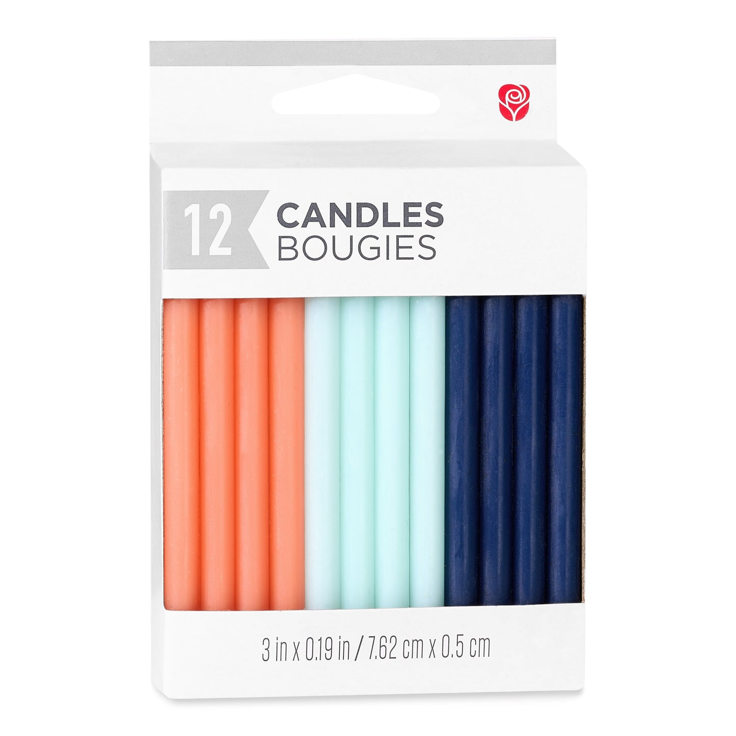 American Greetings Long Thin Orange, Green, & Blue Birthday Candles