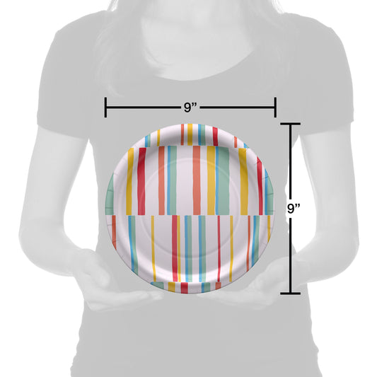 American Greetings Multi-Colored Lines 9" Paper Plates