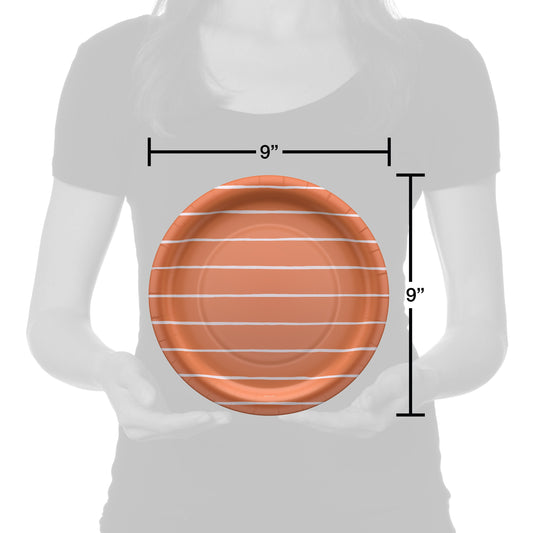 American Greetings Stripes on Orange 9" Paper Plates