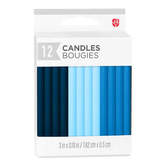 American Greetings Long Thin Shades of Blue Birthday Candles