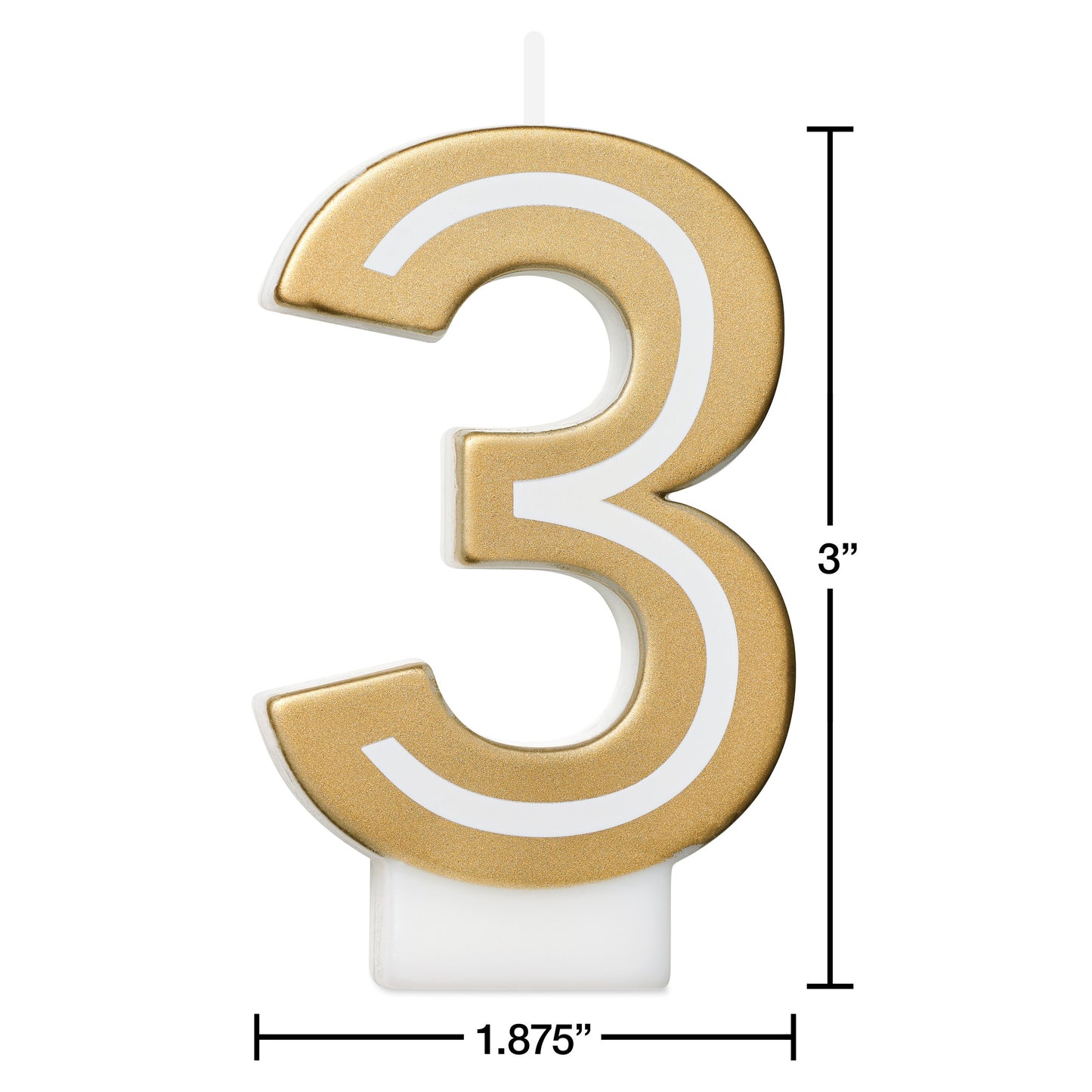 American Greetings Number 3 Gold Birthday Candle