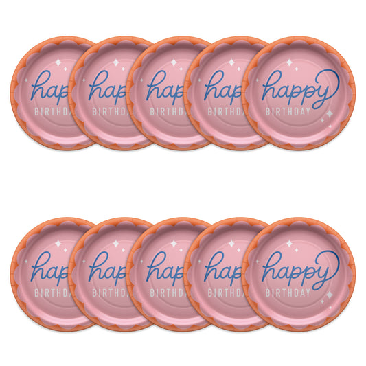 American Greetings Happy Birthday on Pink 9" Paper Plates
