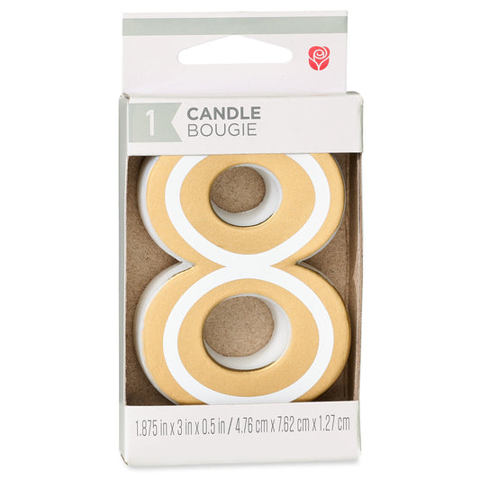 American Greetings Number 8 Gold Birthday Number Candle