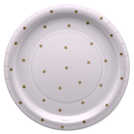 American Greetings Gold Stars on White 9" Paper Plates