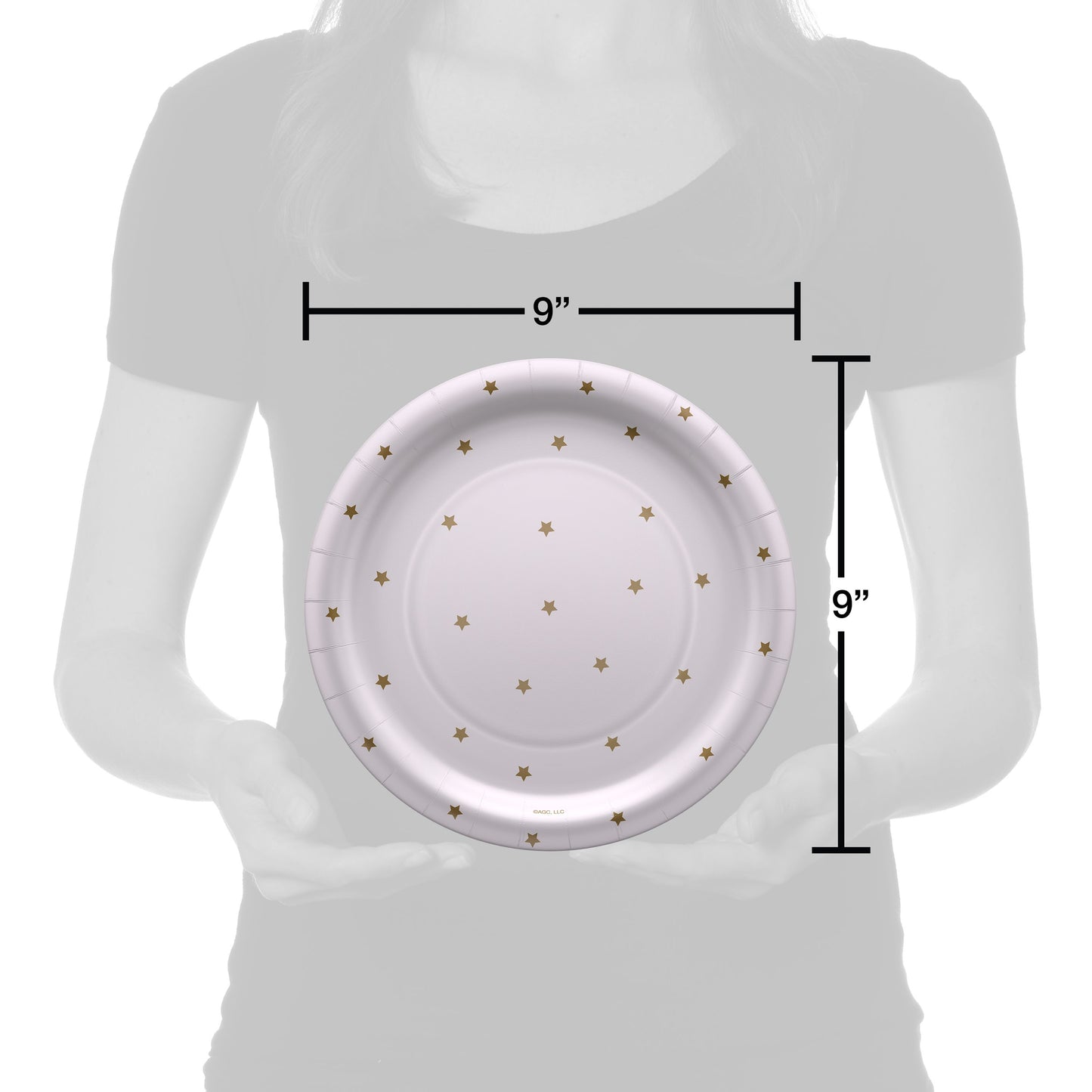 American Greetings Gold Stars on White 9" Paper Plates