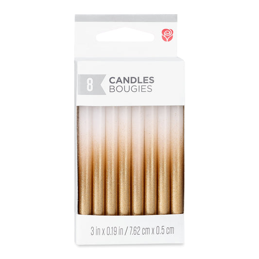 American Greetings White & Gold Ombre Birthday Candles