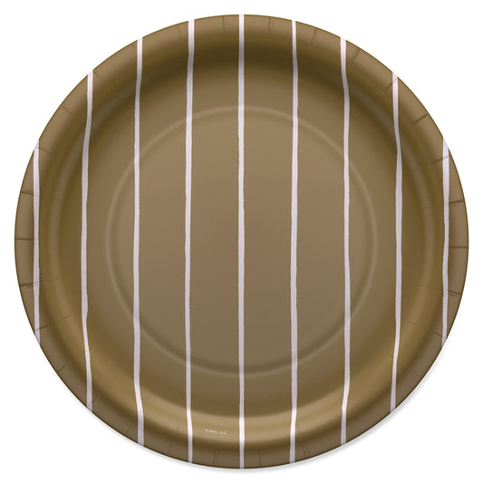 American Greetings Stripes on Gold 9" Paper Plates