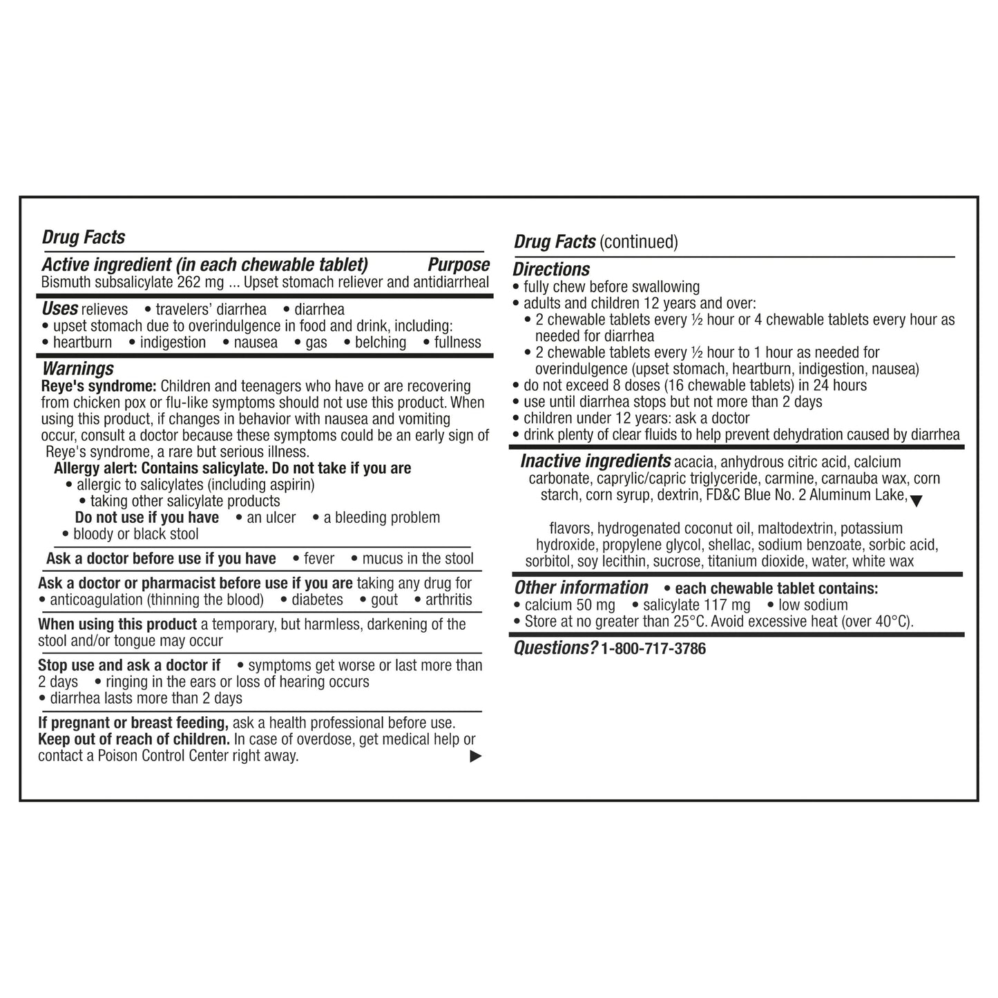 Pepto-Bismol Chewable Tablets, Fast & Effective Digestive Relief from Nausea, Heartburn, Indigestion, Upset Stomach, & Diarrhea, Berry Mint Flavor