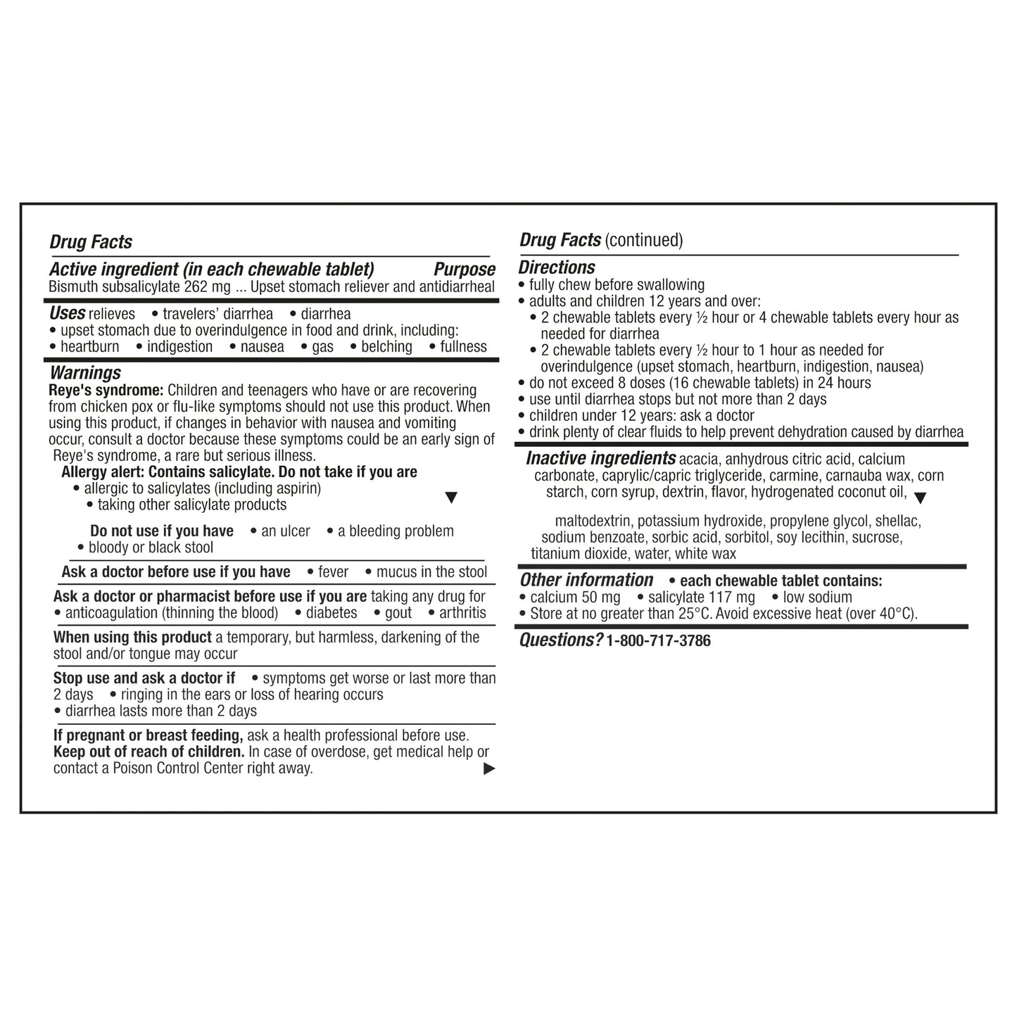 Pepto-Bismol Chewable Tablets, Fast & Effective Digestive Relief from Nausea, Heartburn, Indigestion, Upset Stomach, & Diarrhea