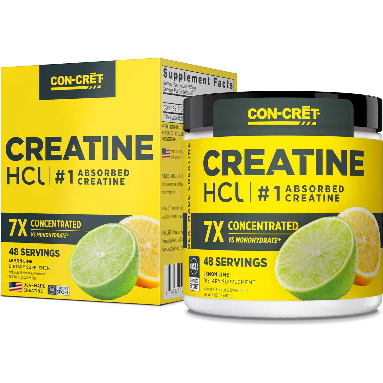 CON-CRĒT Creatine HCl Powder - Lemon Lime