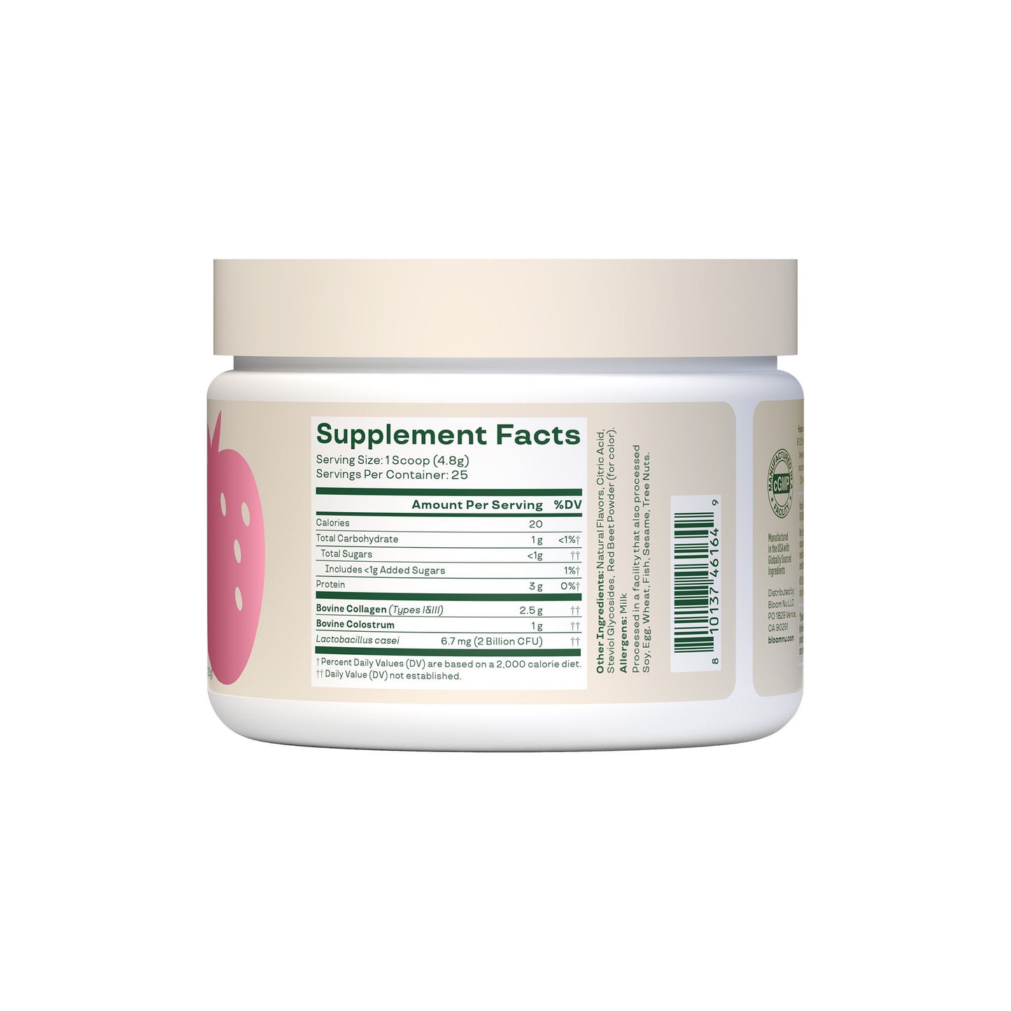 Bloom Colostrum & Collagen Peptides - Strawberries & Cream
