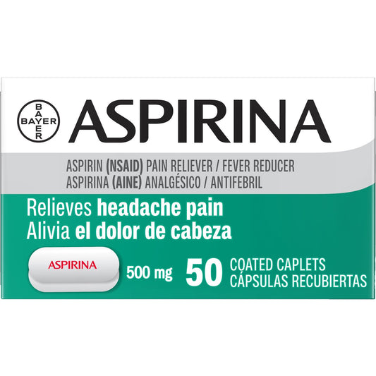 Aspirina Headache Pain Relief 500 mg Caplets