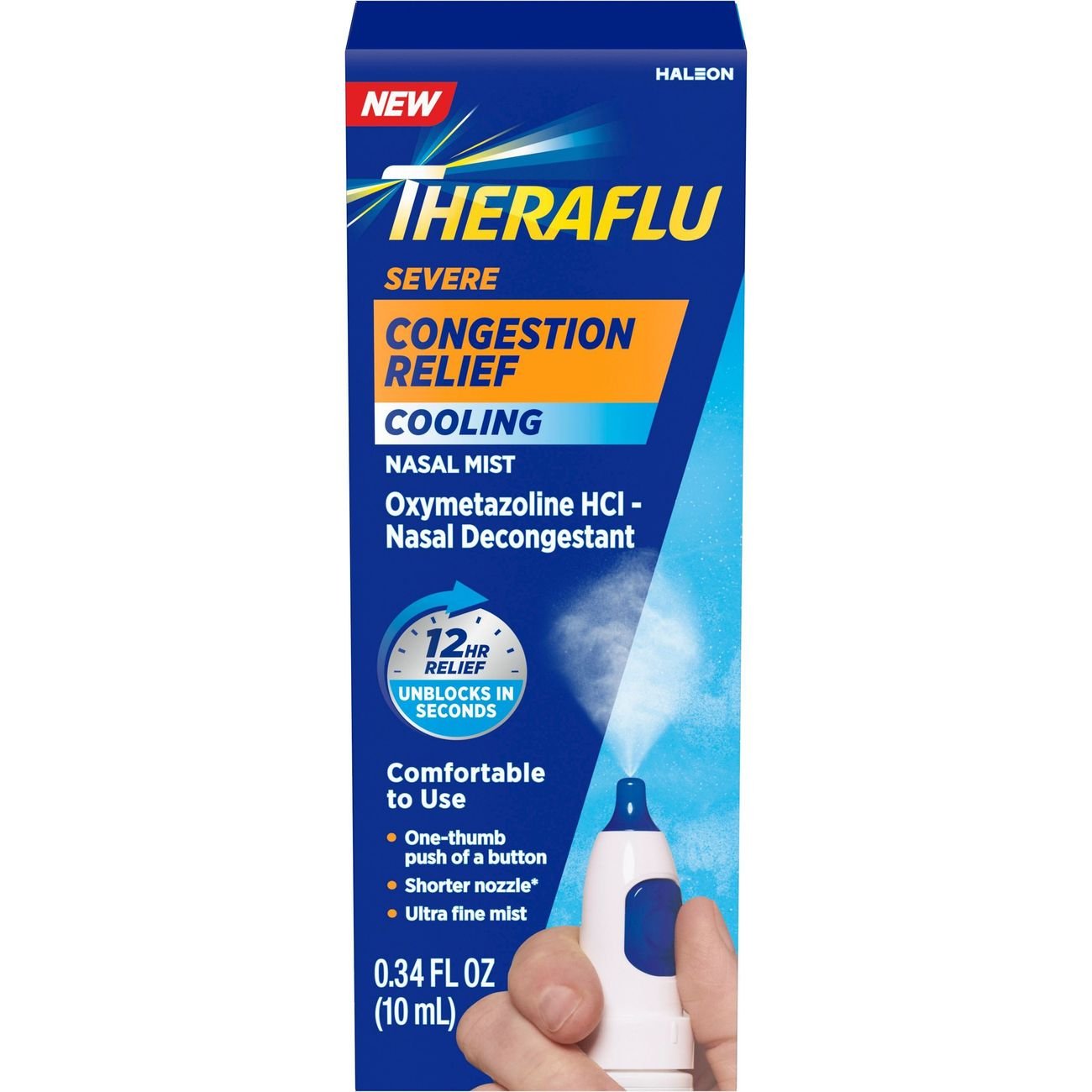 Theraflu Severe Congestion Relief Cooling Nasal Mist, 0.34 Fl Oz