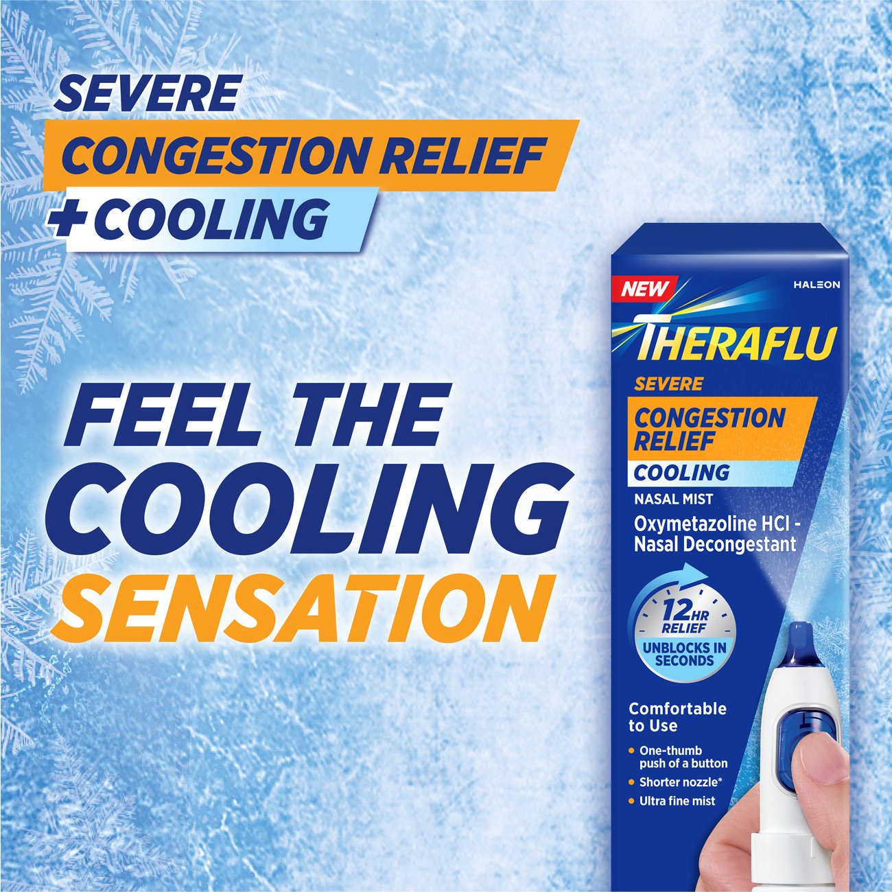 Theraflu Severe Congestion Relief Cooling Nasal Mist, 0.34 Fl Oz
