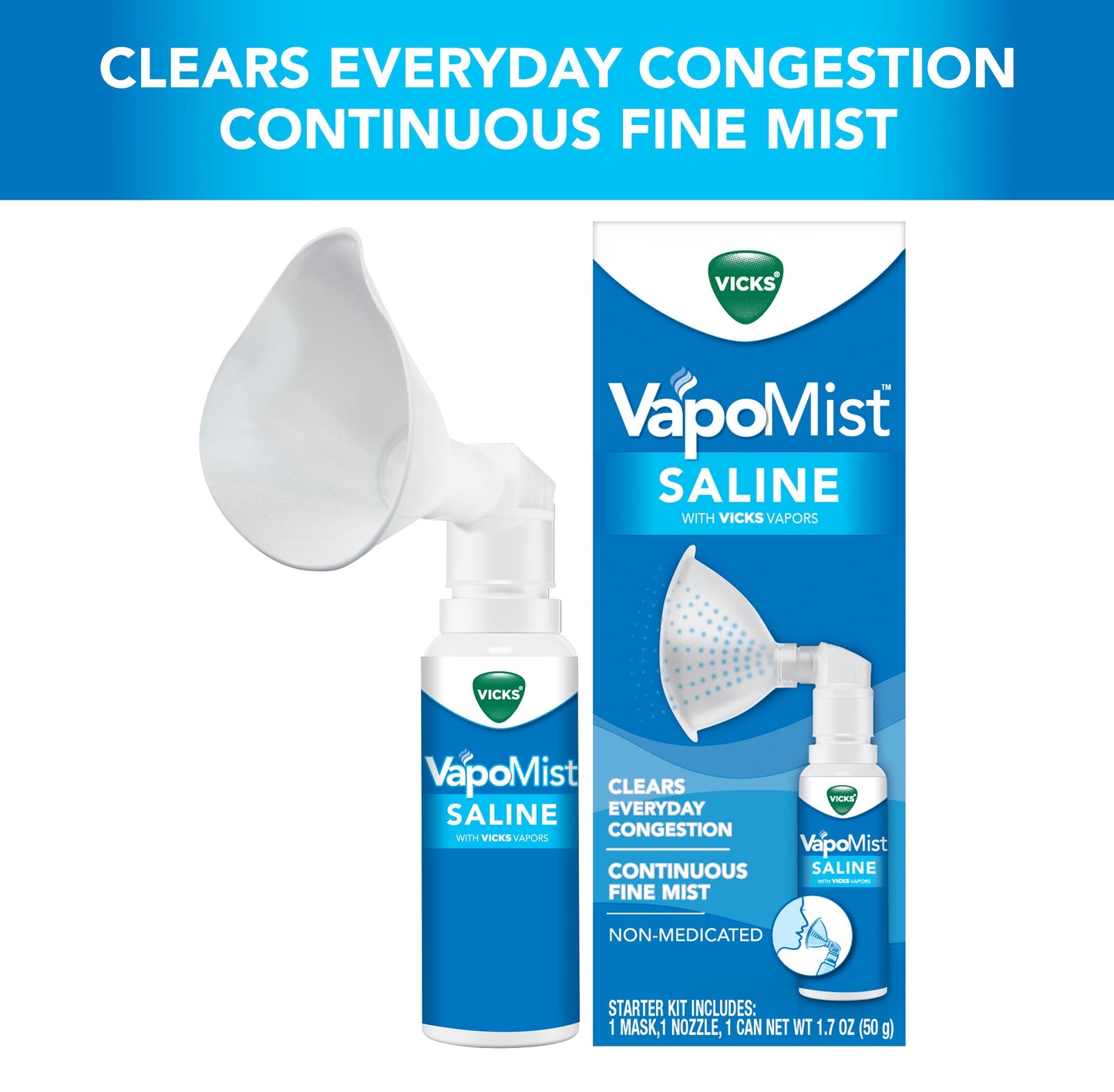 Vicks VapoMist Saline, Gentle Mist With Soothing Vicks Vapors, Non-Medicated