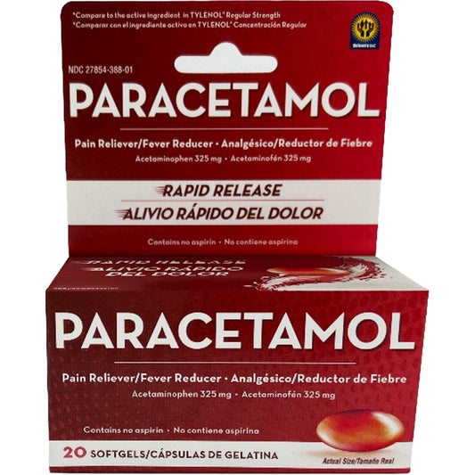 Paracetamol Rapid Release 325 mg Acetaminophen Pain Relief & Fever Reducer Softgels