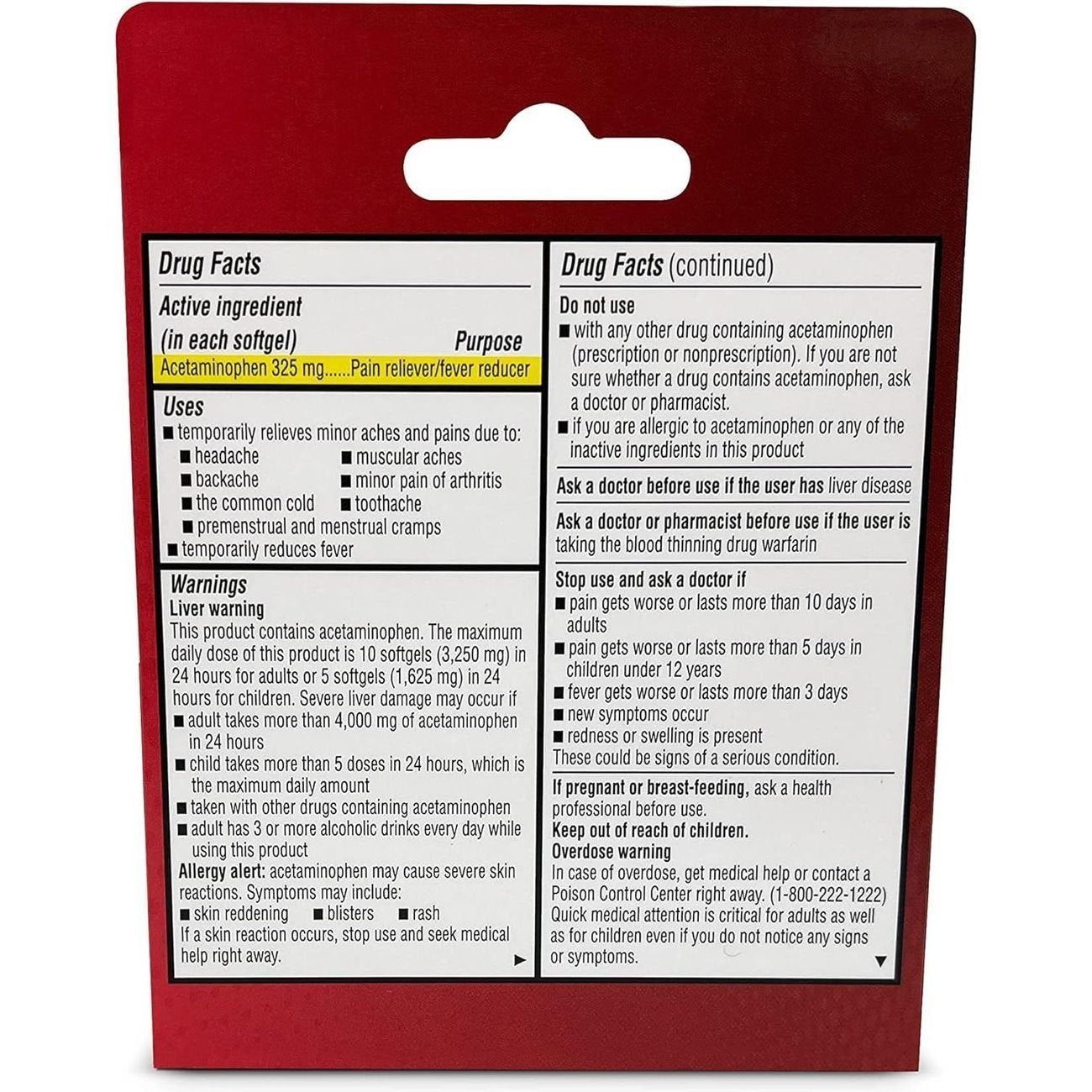 Paracetamol Rapid Release 325 mg Acetaminophen Pain Relief & Fever Reducer Softgels