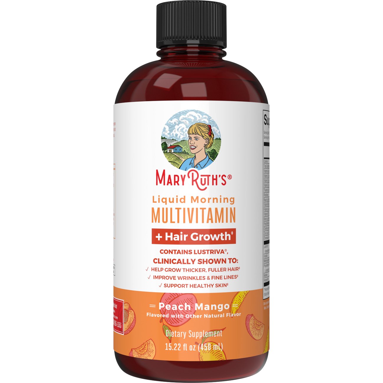 Mary Ruth's Liquid Morning Multivitamin + Hair Growth - Peach Mango