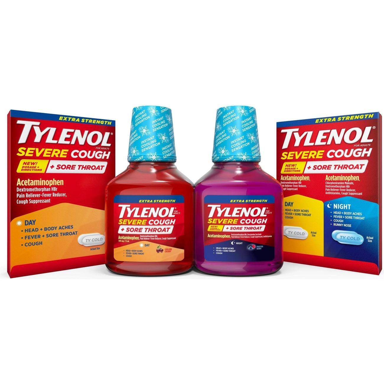 Tylenol Daytime Extra Strength Severe Cough & Sore Throat Liquid - Cherry