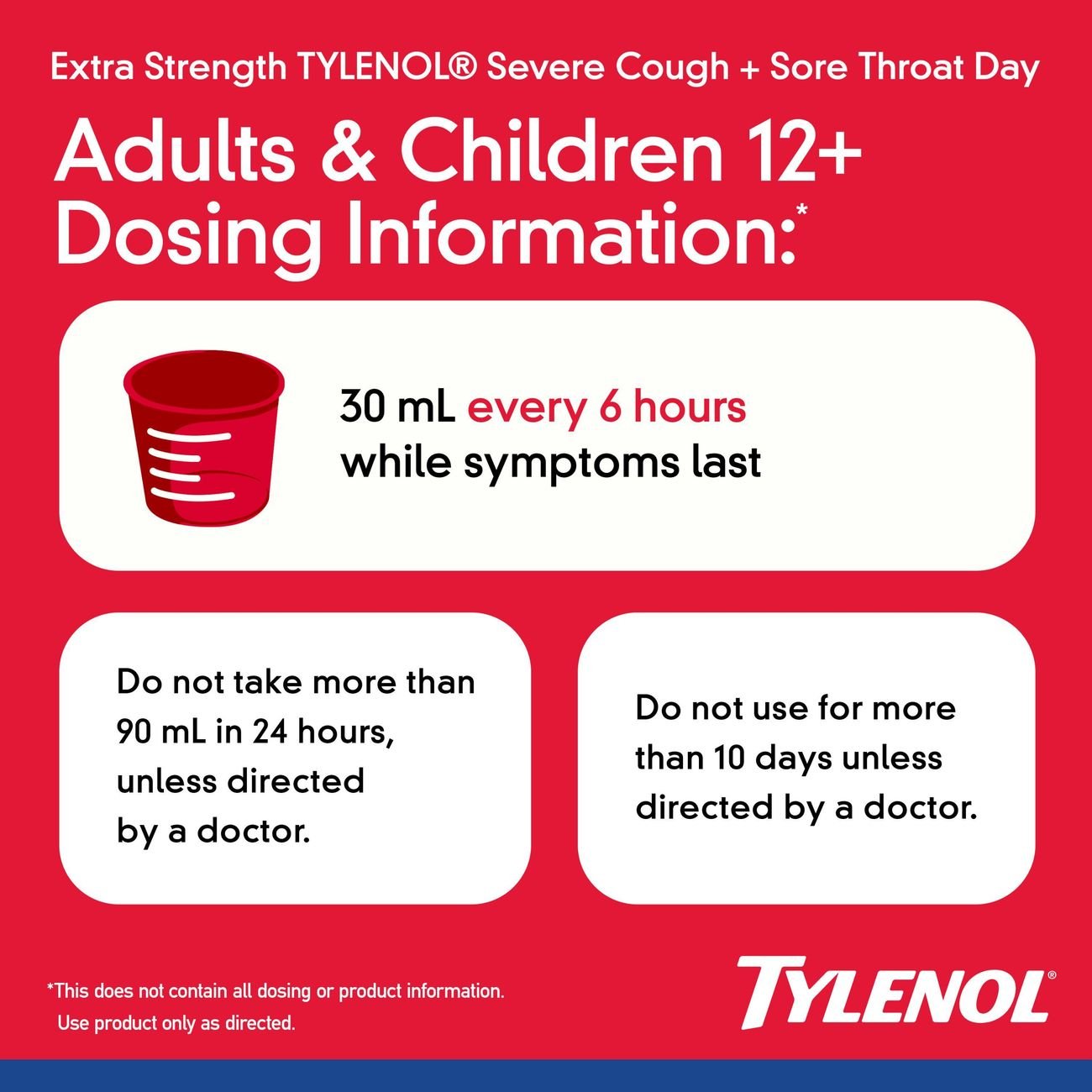 Tylenol Daytime Extra Strength Severe Cough & Sore Throat Liquid - Cherry