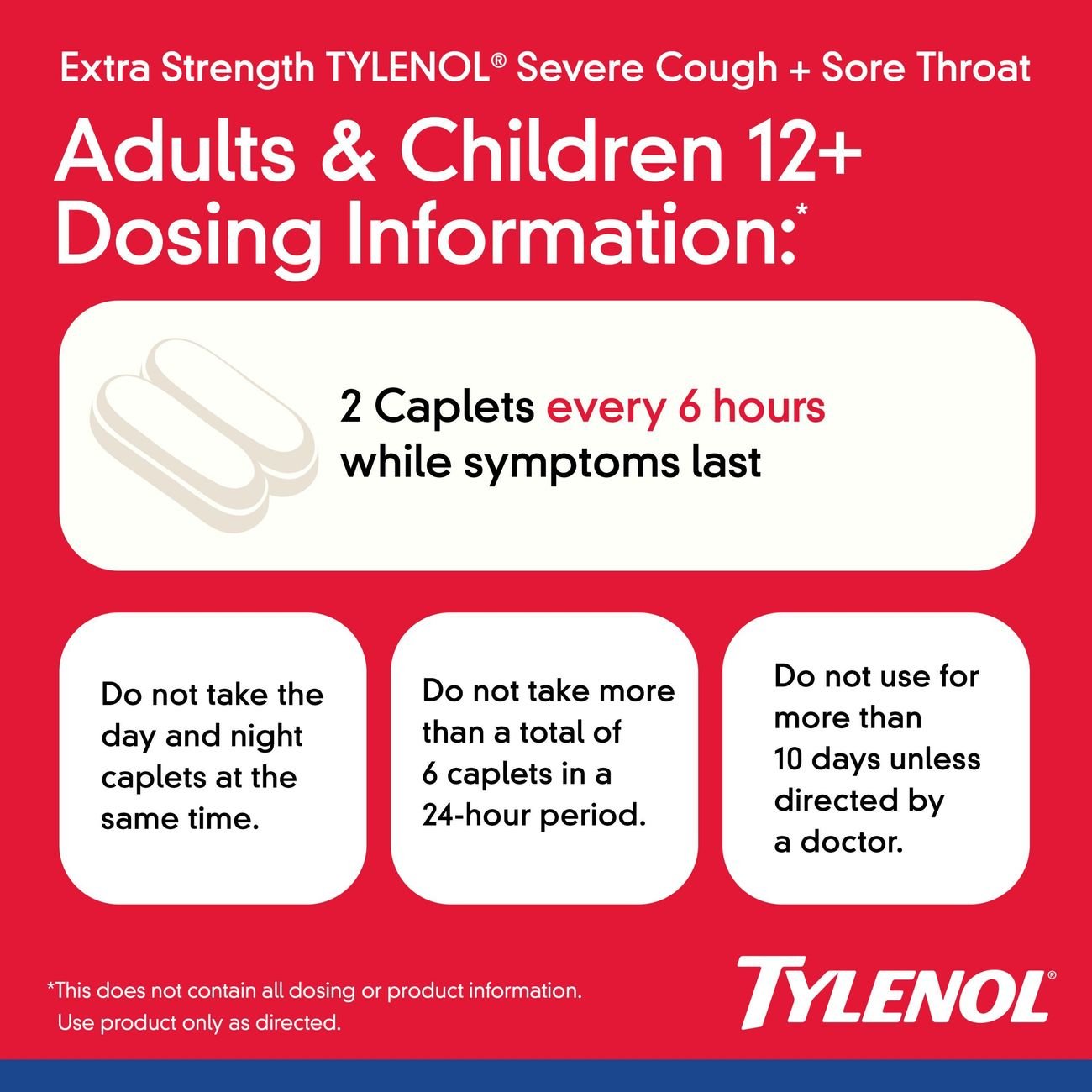 Tylenol Daytime & Nighttime Extra Strength Severe Cough Sore Throat Caplets