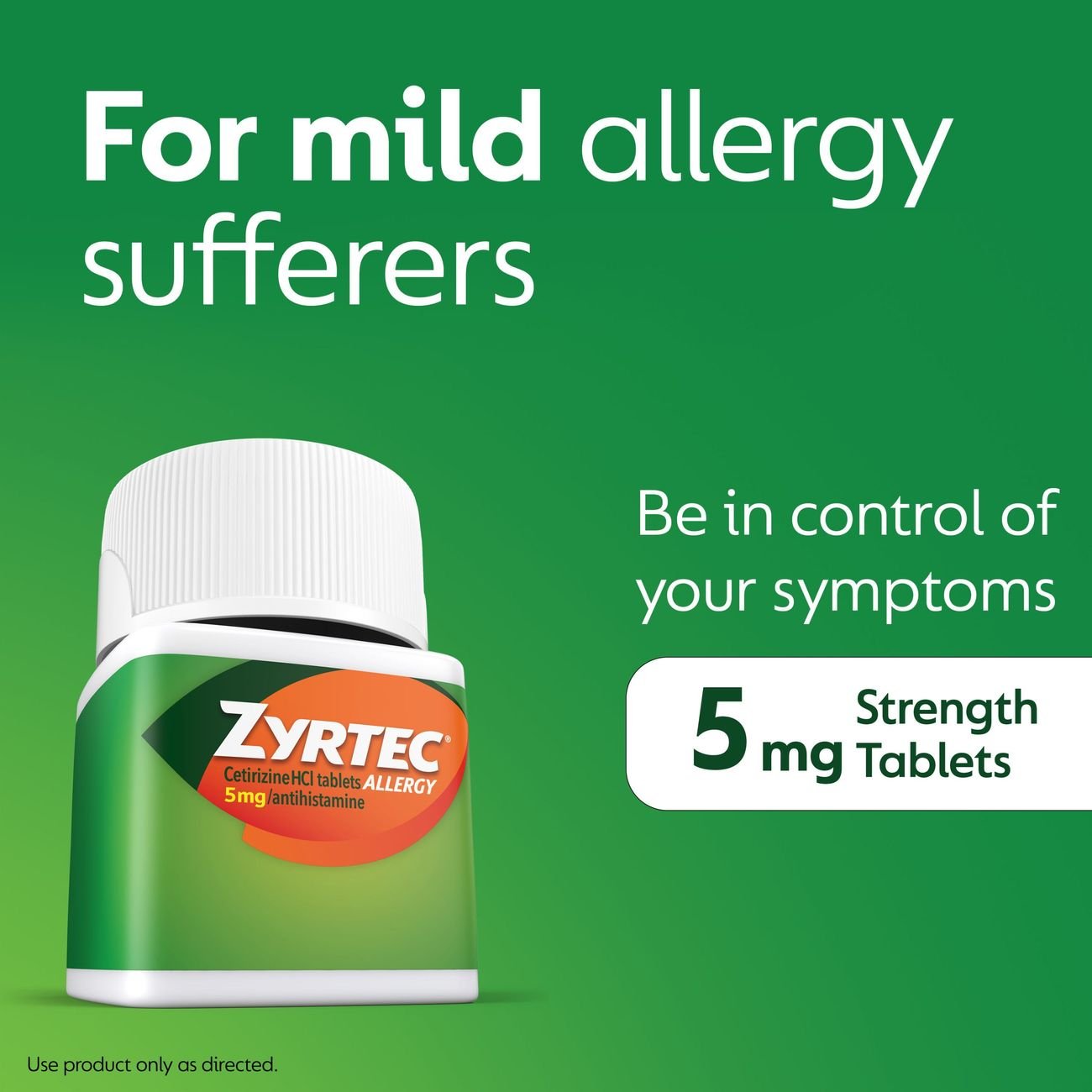 Zyrtec Indoor & Outdoor Allergy Relief 5 mg Antihistamine Tablets