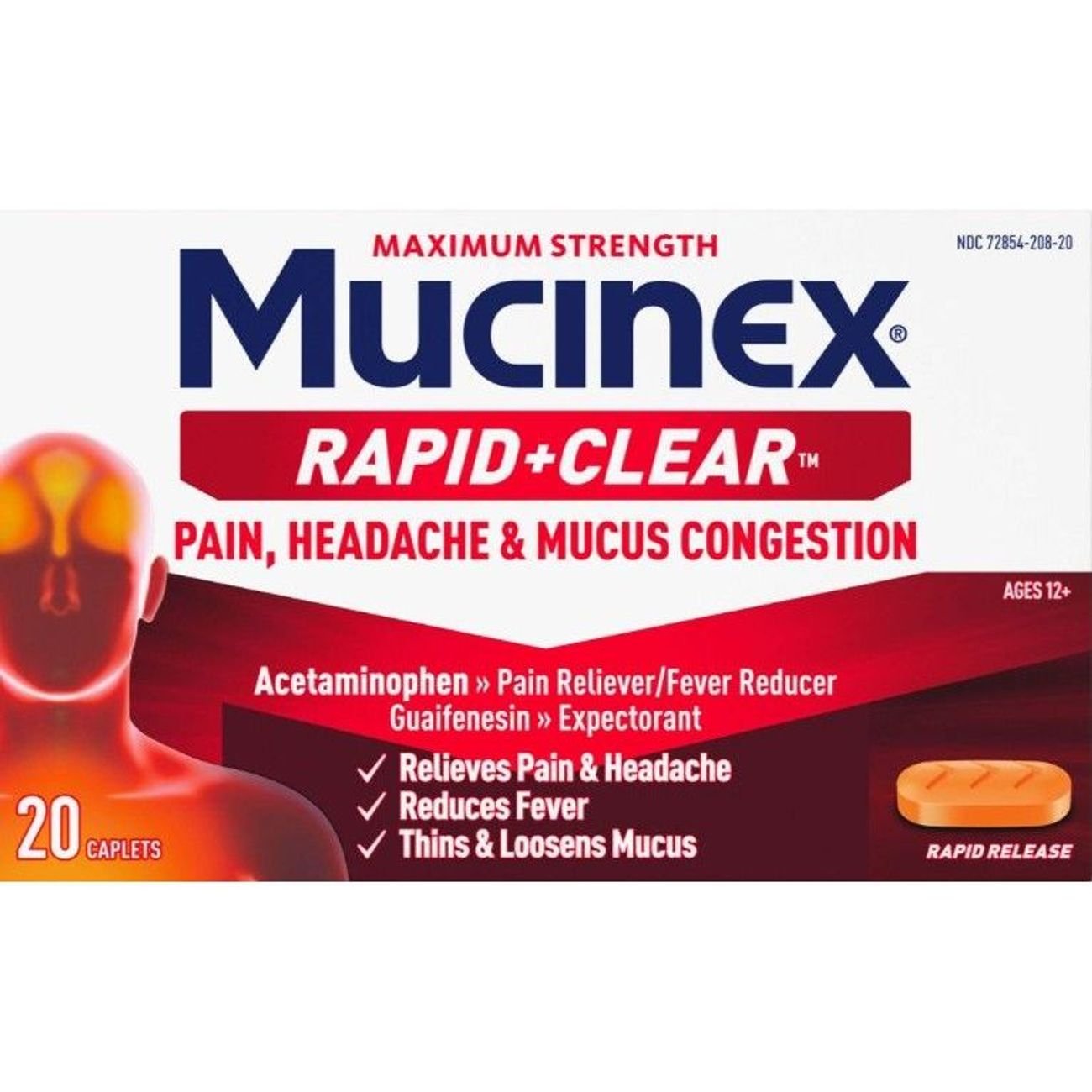 Mucinex Rapid Plus Clear Pain, Headache & Mucus Pain Relief Caplets