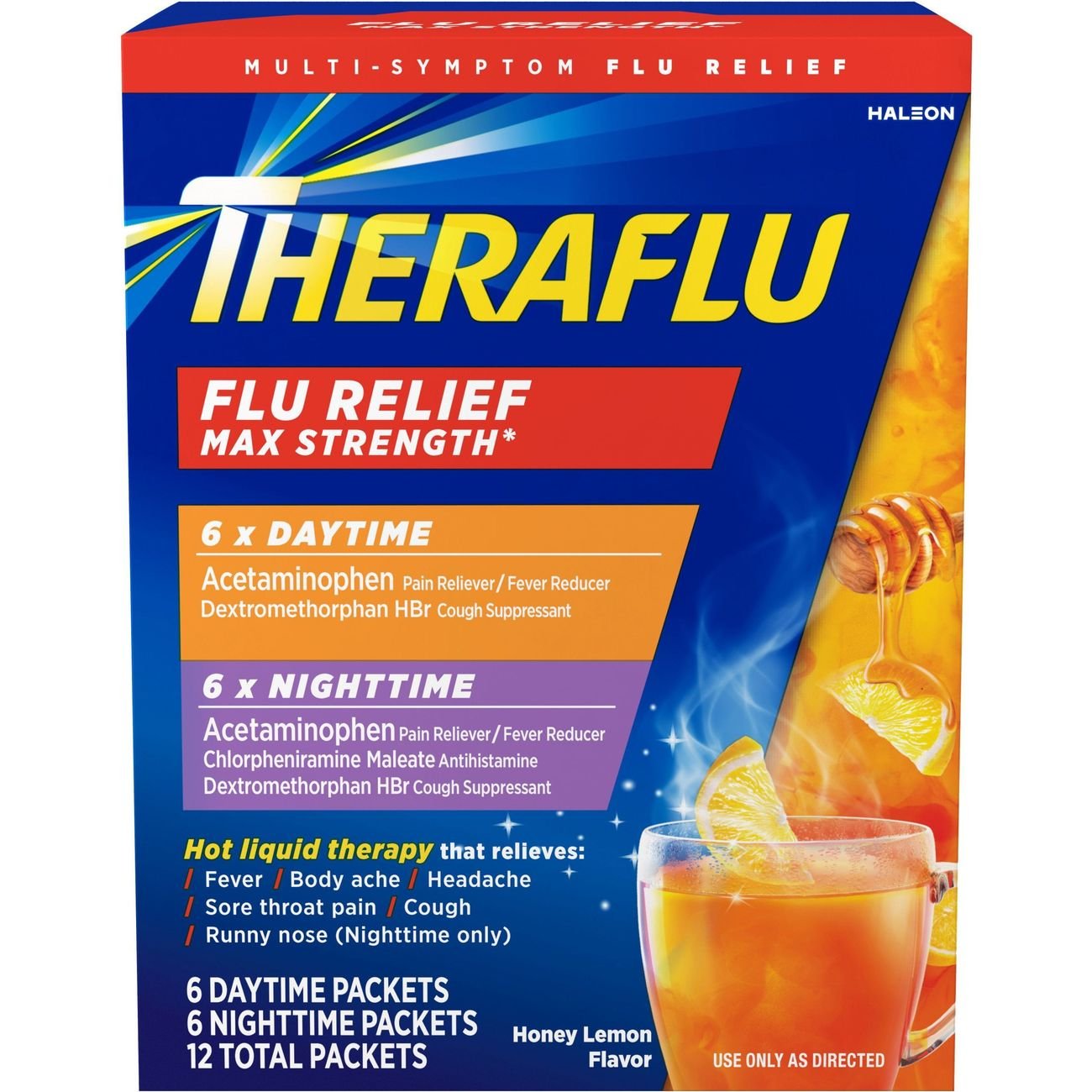 Theraflu Max Flu Relief Day & Night Hot Liquid Therapy Packets - Honey Lemon