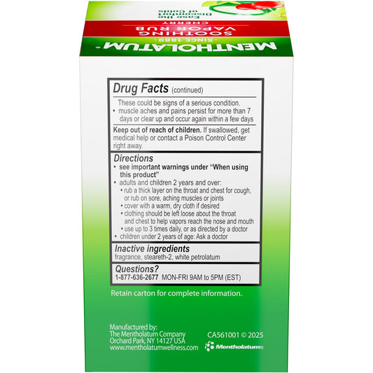 Mentholatum Soothing Vapor Chest Rub Cough Suppressant - Cherry
