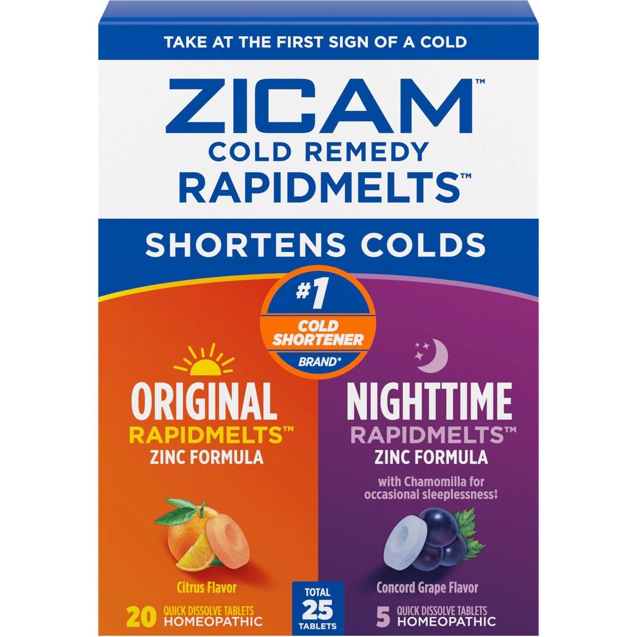 Zicam Daytime & Nighttime Cold Shortner Homeopathic Remedy Rapidmelts - Citrus & Grape