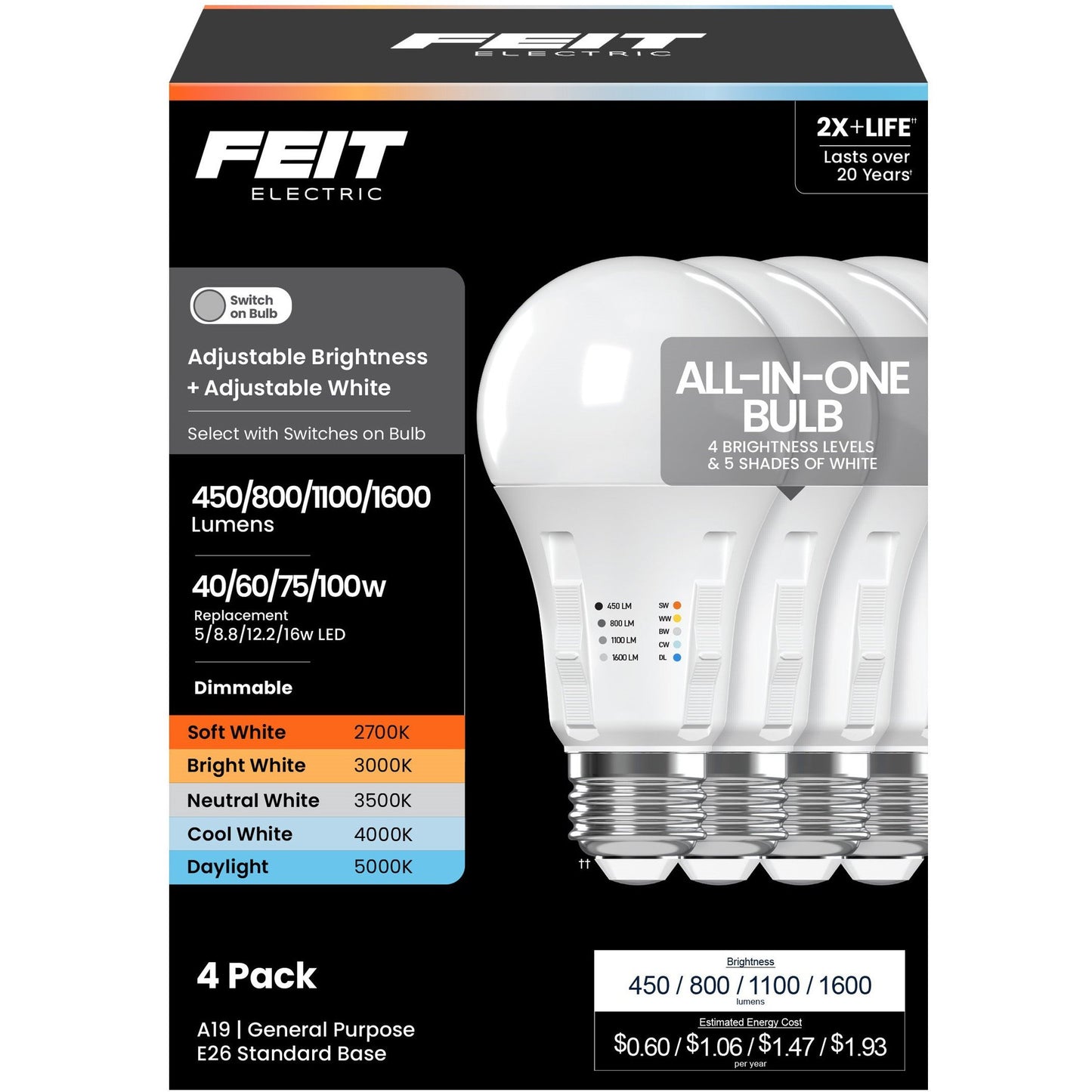 Feit Electric Dimmable A19 LED Bulb