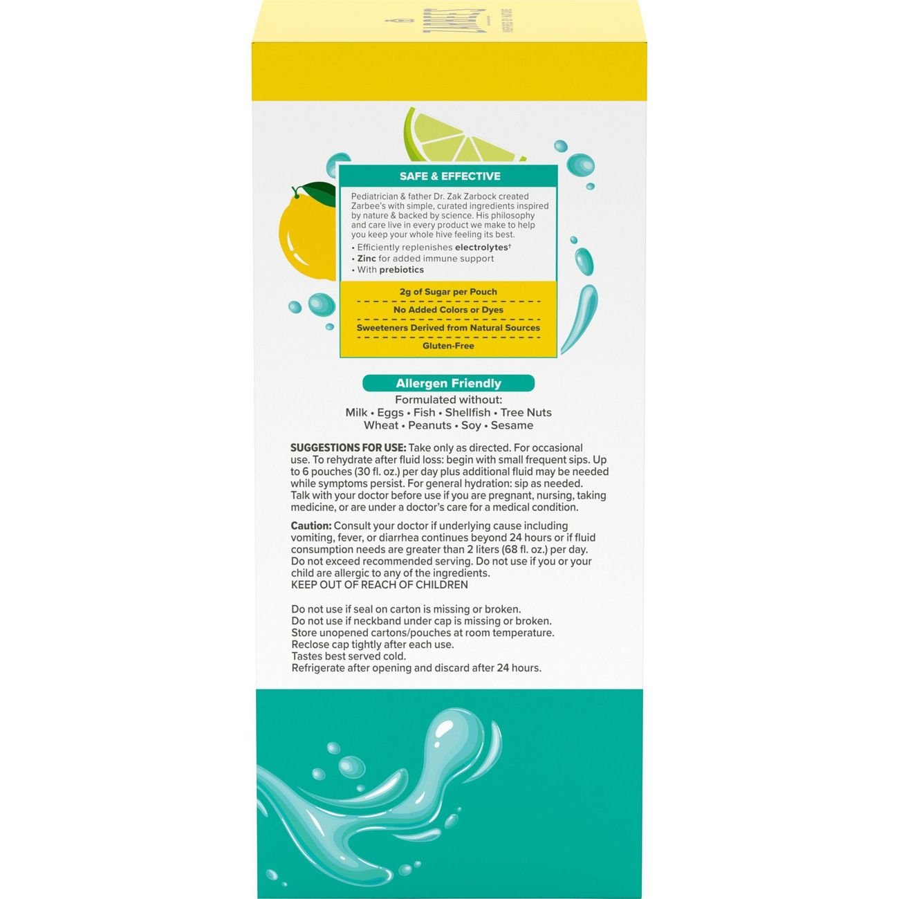 Zarbee's Triple Action Hydration Electrolyte Drink Pouch - Lemon Lime