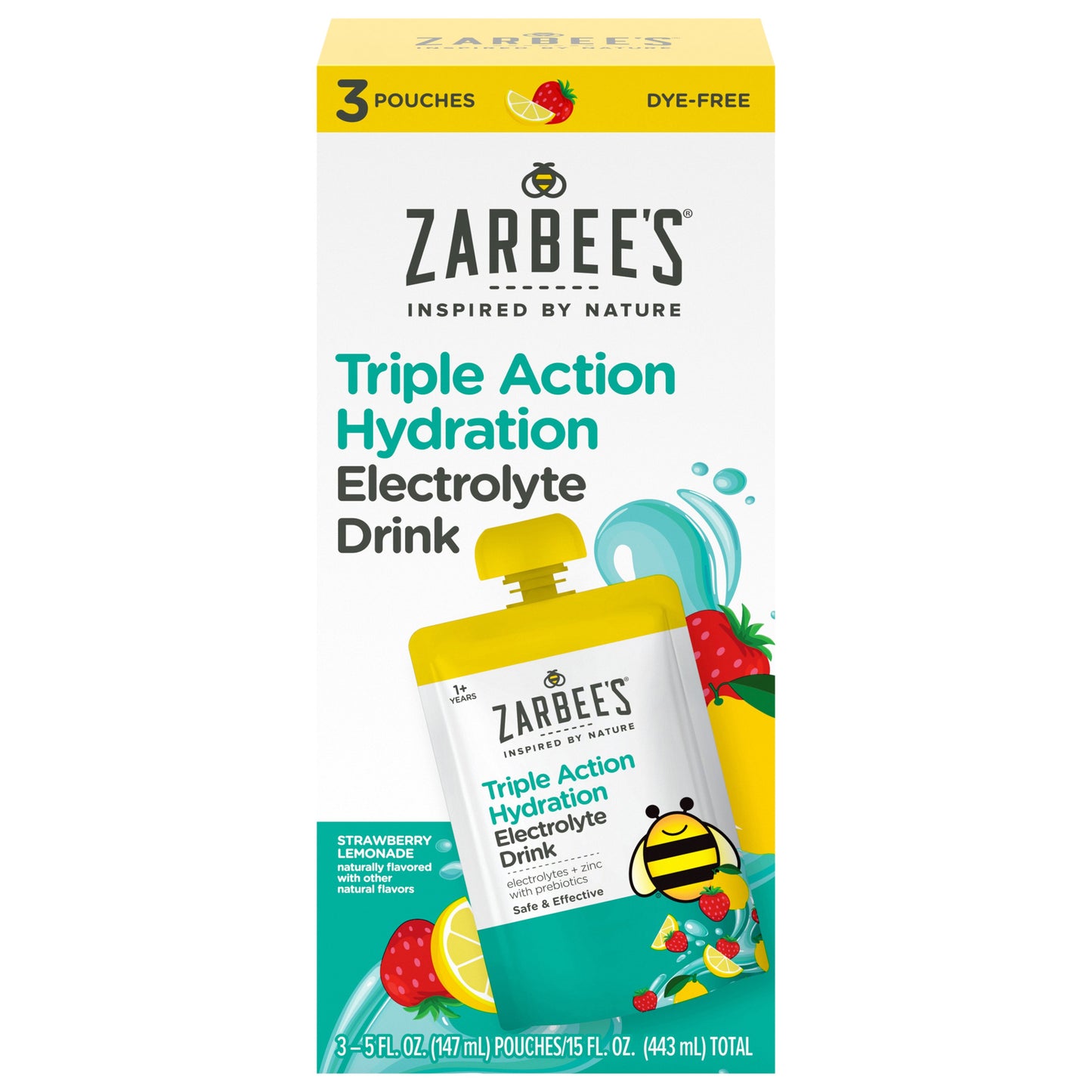 Zarbee's Triple Action Hydration Electrolyte Drink Pouch - Strawberry Lemonade