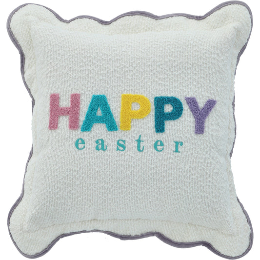Destination Holiday Happy Easter Ruffle Decorative Throw Pillow