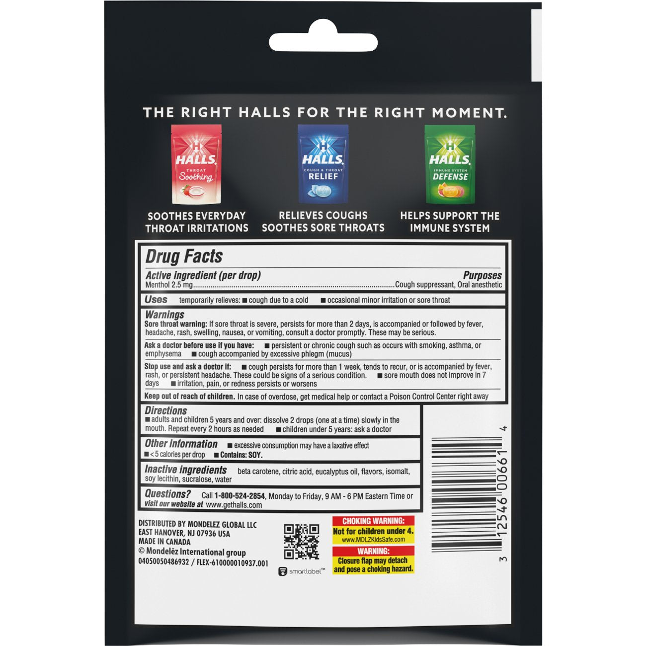 Halls Minis Sugar Free Cough & Throat Relief Drops - Honey Lemon, 2 pk