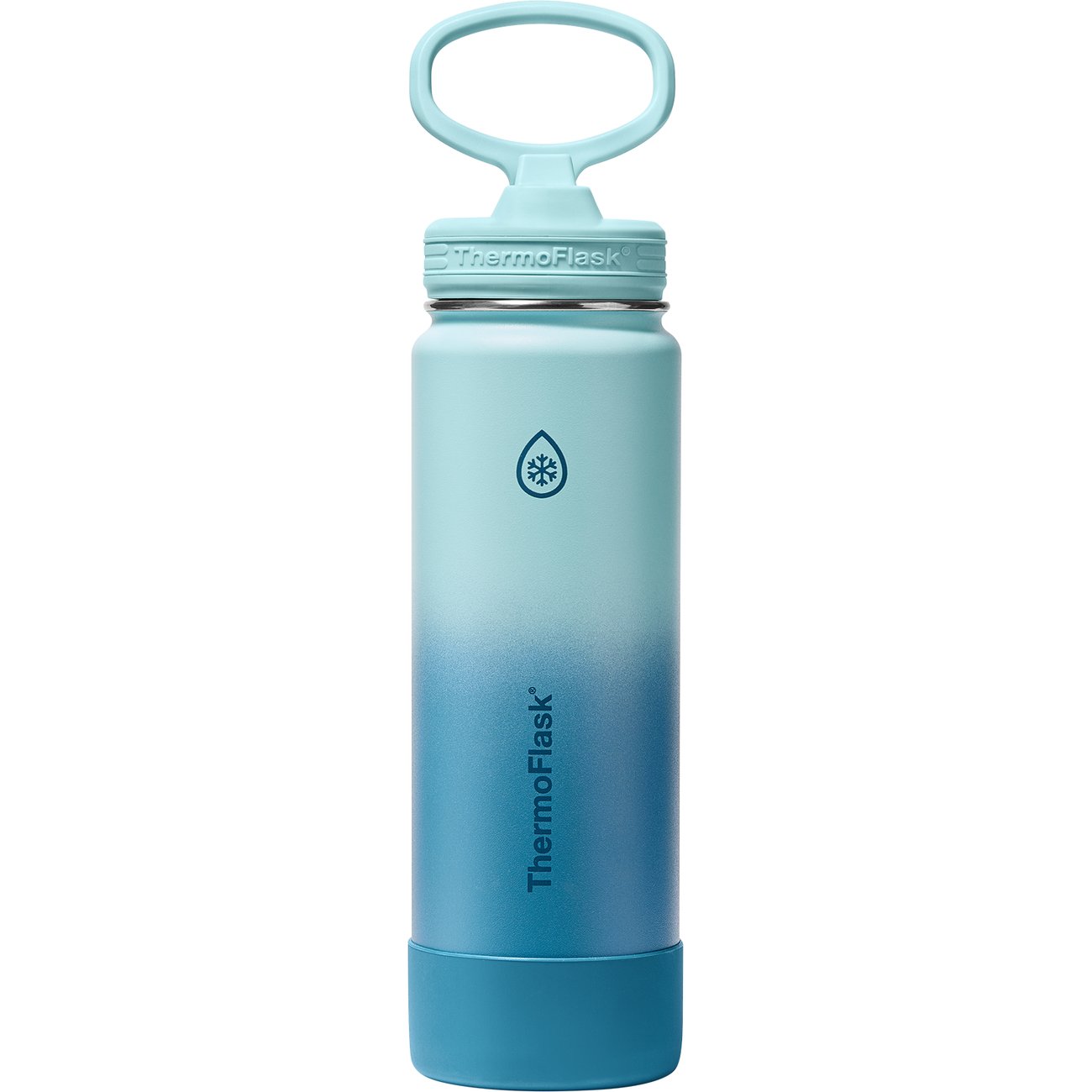 ThermoFlask Stainless Steel Straw Bottle - Ocean Waves Blue