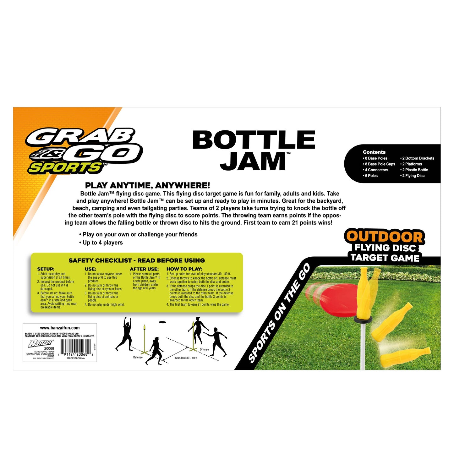 Banzai Bottle Jam Flying Disc Lawn Game