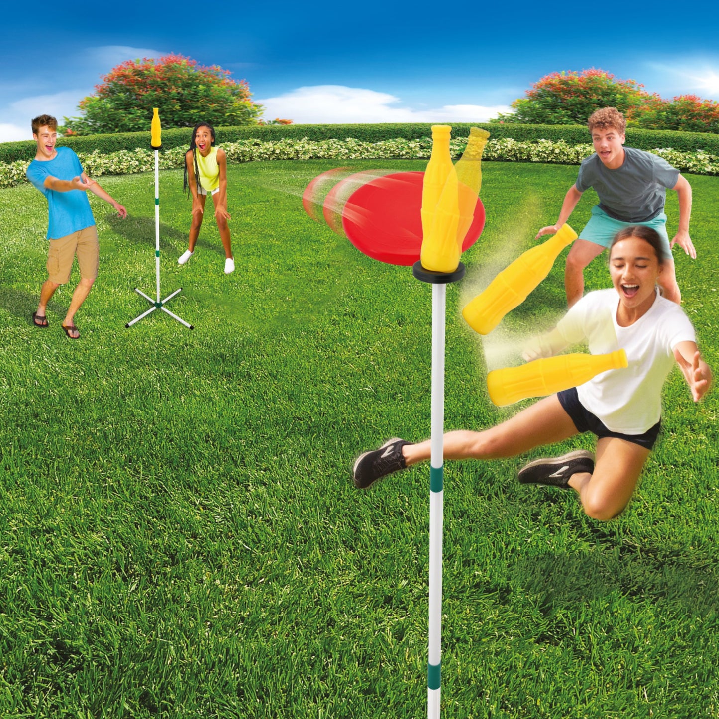 Banzai Bottle Jam Flying Disc Lawn Game