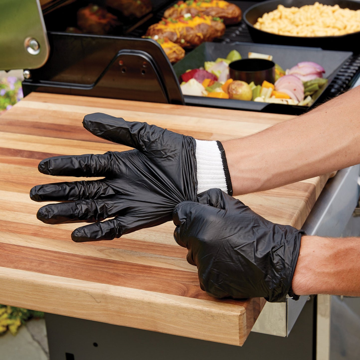 Mr. Bar-B-Q Nitrile Gloves and Reusable Glove Pair