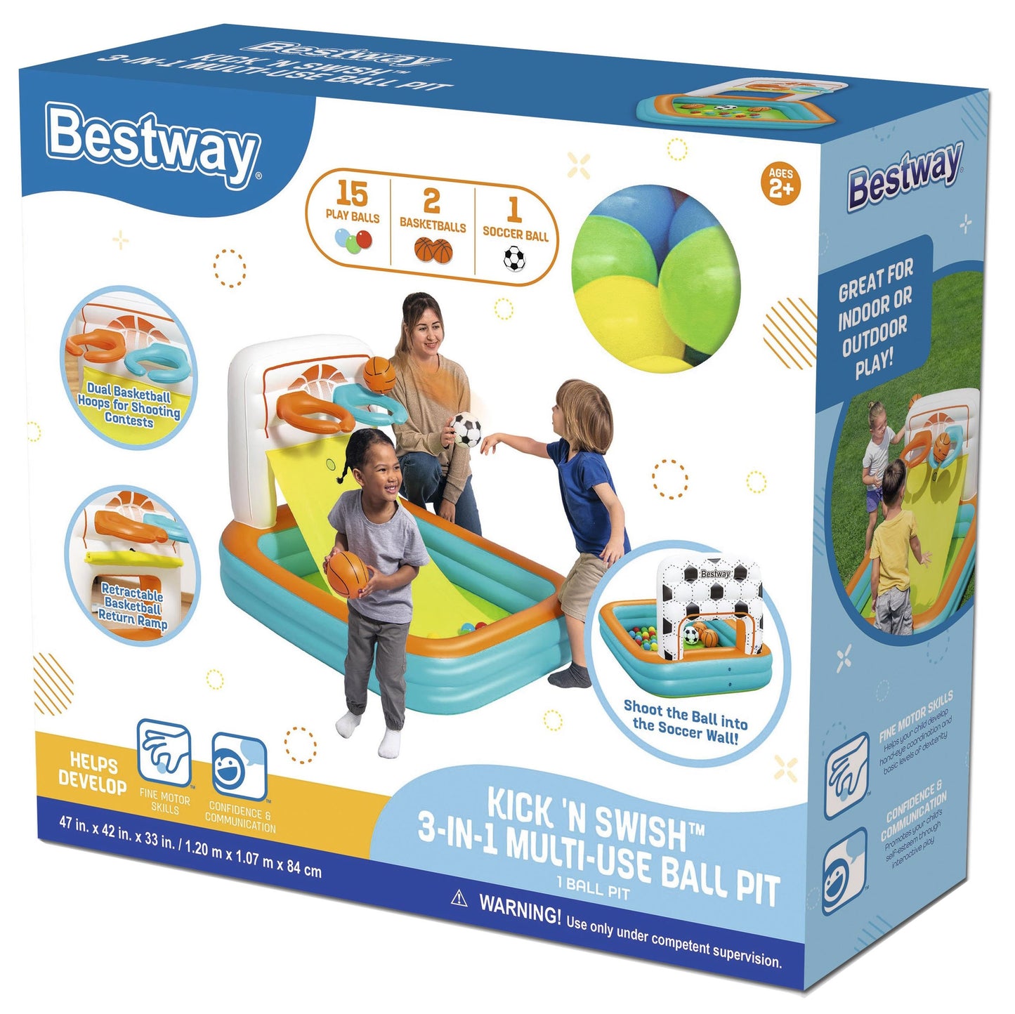 Bestway Kick 'N Swish 3 in 1 Multi-Use Ball Pit