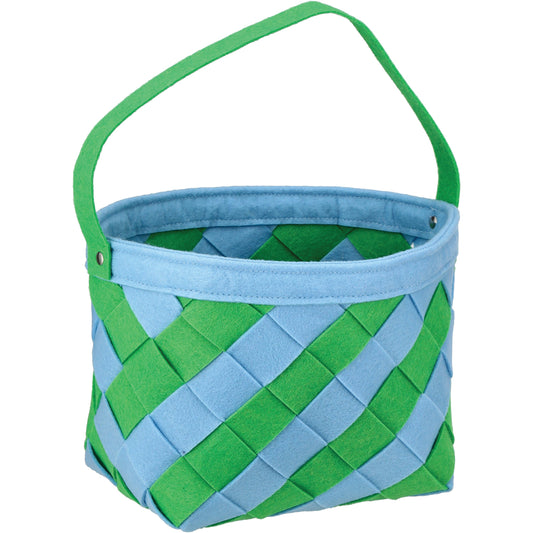 Destination Holiday Blue & Green Felt Weave Easter Basket