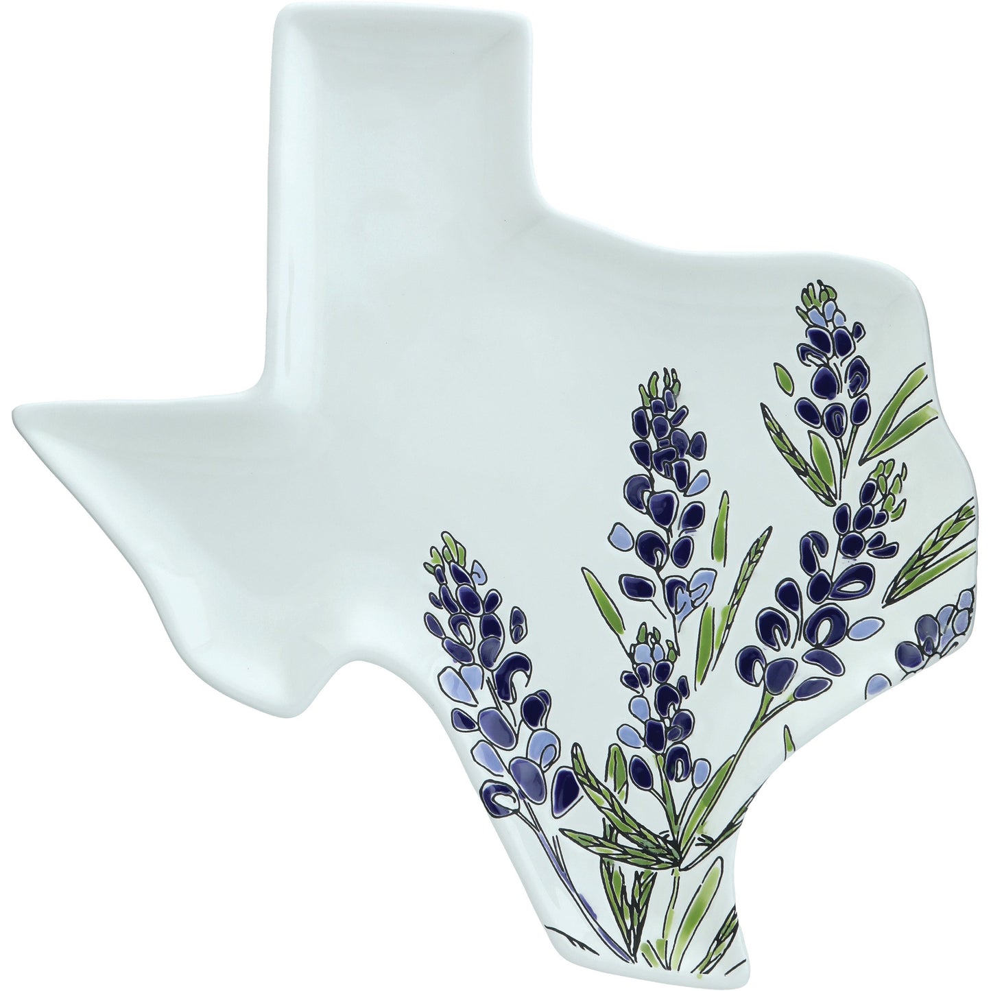Destination Holiday Bluebonnet Texas-Shaped Ceramic Plate