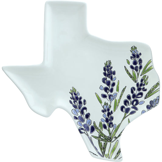 Destination Holiday Bluebonnet Texas-Shaped Ceramic Plate