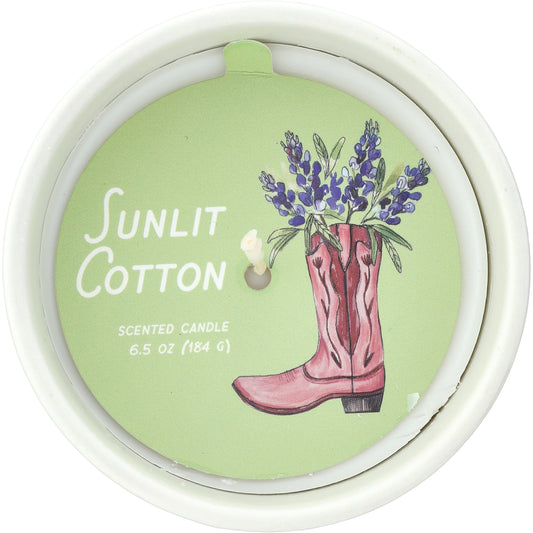 Destination Holiday Sunlit Cotton Scented Cowboy Boot Bluebonnet Candle