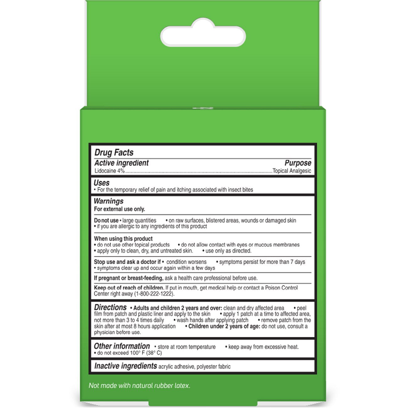 Care Science Bug Bite Pain Relief Lidocaine Patch