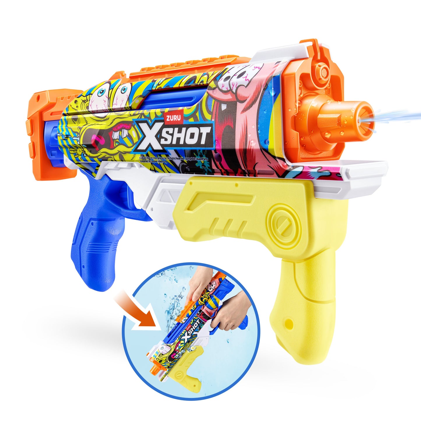 Zuru XSHOT Fast Fill Hyperworld Skins SpongeBob SparePants Water Blaster