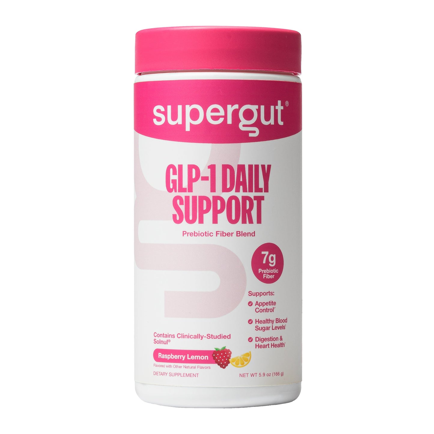Supergut GLP-1 Daily Support Raspberry Lemon Prebiotic Fiber Canister