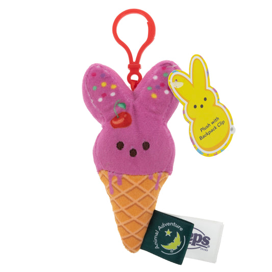Peeps Strawberry Ice Cream Easter Bunny Plush Clip