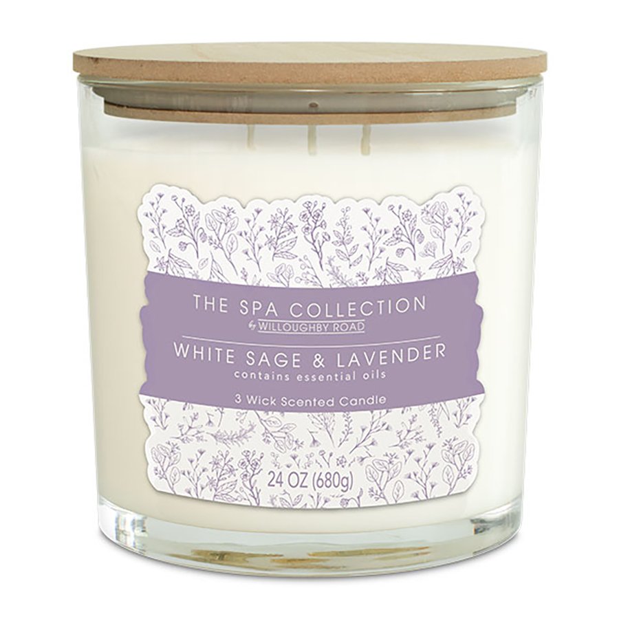 Willoughby Road The Spa Collection Scented 3 Wick Candle - White Sage & Lavender