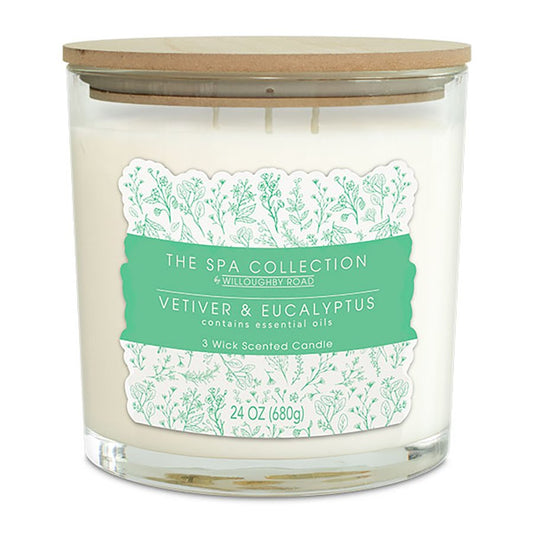 Willoughby Road The Spa Collection Scented 3 Wick Candle - Vetiver & Eucalyptus